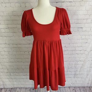 Francescas Trixxi Short Sleeve Puff Sleeve Dress Size Medium Red